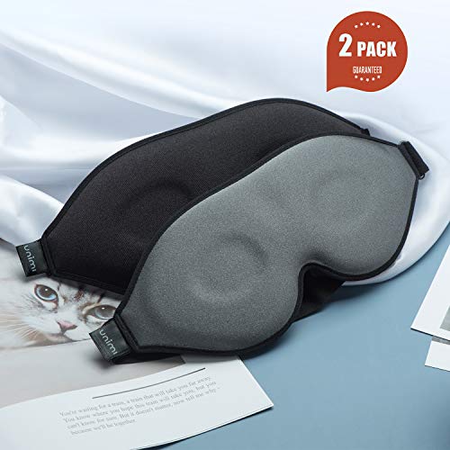 Unimi 2Pack Black/Grey Upgraded Sleep Eye Mask for Women Men,2020 Soft