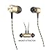 Earphones,TRONOE Sport HIFI In-Ear Earbuds Heaphones Headset Earphones with Noise Isolating Headset Magnet Attraction Earphones with Mic and Volume Control (Goden)