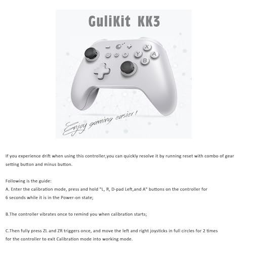 GuliKit KK3 Wireless Controller For PC/Windows/Switch/Switch 2/Steam Deck/Android, Hall Effect Analog Triggers & TMR Joysticks Ergonomic Switch Controllers, 23 Hours Rechargeable Battery/6 Axis Gyro