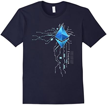 Mens Ethereum BLUE ETH Logo Circuit Heart T-Shirt XL Navy