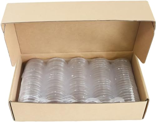 100 Pieces 40mm Coin Capsules, Silver Coin Holder, Rounds Protective Cases, Clear Visible Coin Container for Collectors