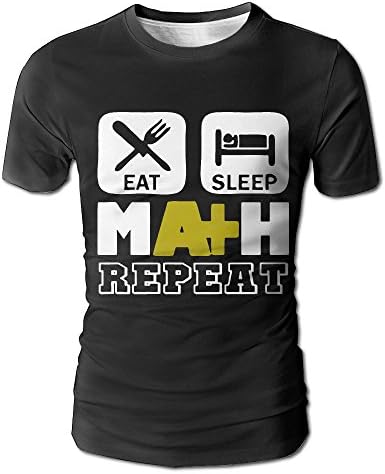 Praygood11 Men's Eat Sleep Math repeat Short Sleeve T Shirt O-Neck Tees