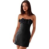 Zymhae Strapless Short Homecoming Dresses for Teens 3D A Line Floral Mini Cocktail Party Gown