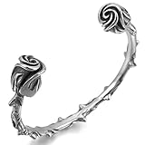 INBLUE Men,Women's Stainless Steel Bracelet Bangle Cuff Silver Tone Black