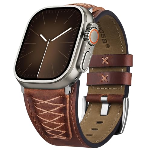 Fullmosa Vintage Leather Strap For Apple Watch | Band for iWatch Ultra3/2/1 Series 11 10 9 8 7 6 5 4 3 2 1 and SE3/2/1,Top Grain Leather Bracelet for Men Women