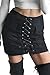 PROGRACE Black Fitted Lace Up Big Pockect Stretch Tight Mini Skirt for Women M