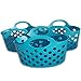 Small Colorful Plastic Basket with Handles for Organizing Pantry Organization and Storage Set of 3 Blue Colored Bendable & Nestable Soft Carry Totes for Shelves Kitchen, Fruit, Toy, Lego Blocks 3 Pack
