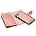 iPhone 8 Case,iPhone 7 Case, Pandawell PU Leather 9 Card Slot Wallet Folio Case with Detachable Magnetic Hard Case for Apple iPhone 8/iPhone 7 - Rose Gold