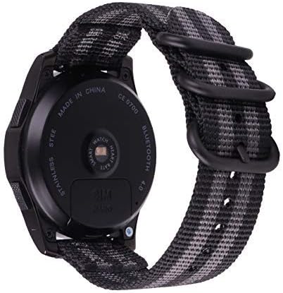 invella 22mm NATO Nylon Strap for Amazfit PACE/Amazfit Stratos 2/ Samsung Gear S3 Smartwatch (Black Grey - 22mm)