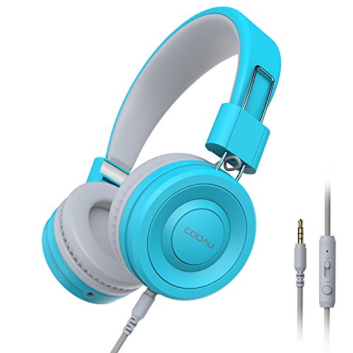 COOAU Lightweight On-Ear Headphones Hi-Fi Stereo Earphones Wired Foldable Headset with Built-in Mic for iPhone and Android Devices, Blue COOAU Lightweight On-Ear Headphones Hi-Fi Stereo Earphones Wired Foldable Headset with Built-in Mic for iPhone and Android Devices, Blue