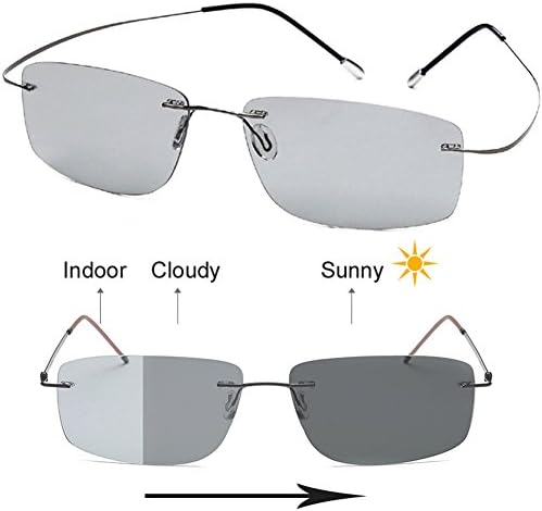 B Titanium Photochromic Polarized Rimless Sunglasses Extreme Discoloration 8.9 g Only