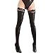 Romi Women's Lingerie Ultra-Wide Black Lycra Wet Look Anti-skid Lace Thigh Length Stockings Sexy Socks (Black)