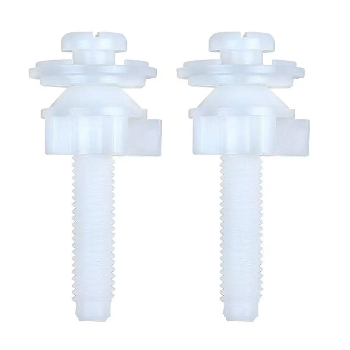 Photo 1 of 2 Pack Universal Toilet Seat Screws Replacement Kit, Plastic Bolts Toilet Seat Hinge Bolt Screws with Plastic Nuts and Washers Parts Kit, White