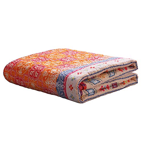 Exclusivo Mezcla Cotton Boho Quilted Throw Blanket for Couch Sofa