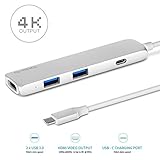 USB Type-C HUB Adapter, G-TING Slim Aluminum Multi-Port Type-C to 4K HDMI USB 3.0 with Type-C Charger Port Convertor for New MacBook Pro, Google Chromebook TV USB C Devices and more …
