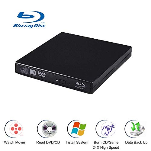 Blu-Ray Player, External USB DVD Drive Slim Portable DVD CD RAM Burner USB2.0 Combo High Speed Re-Writer Player for Laptop Notebook PC Desktop Computer
