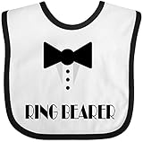 Inktastic Ringbearer Mock Tux Wedding Tuxedo Baby Bib White/Black