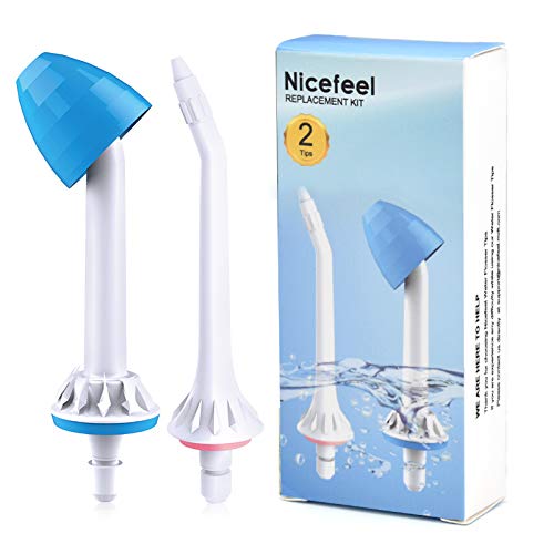 Nicefeel Jet Tips for FC159-Oral Nozzle Dental Kit, Replacement Nozzle for Water Flosser, 2 Color-Coded Oral Irrigator Replacement Tips Per Package for Multiple Users