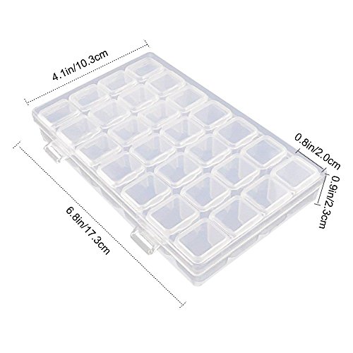 28 Grids Clear Plastic Storage Box Nail Adorn Boxes Slots Grids Split Bodies Metal Rivets Mosaic Making Jewelry Display,Diamond Stones Dividers Box Organizer,False Nails & Nail Art Accessories (2pcs)