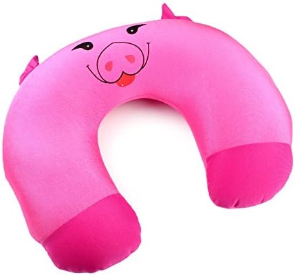 MRB Microbead Travel Neck Pillow Cute Animal Pink Piggy Fun for Kids
