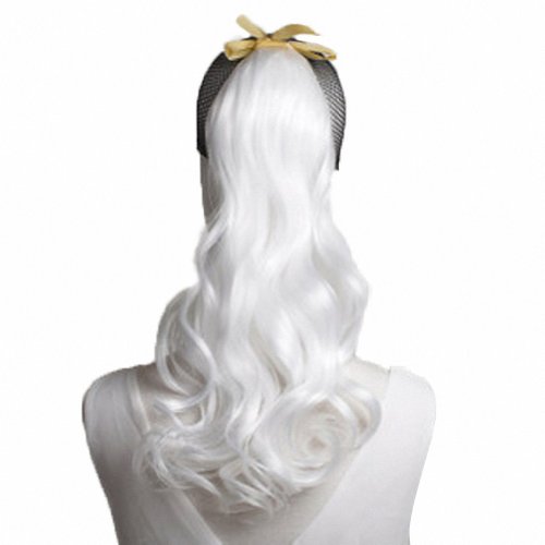 MapofBeauty 2 Pack Curly Ponytail Long Wavy Hair Fashion Hair Accessories (White)