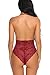 ADOME Women One Piece Lingerie Lace Teddy V Neck Bodysuits Halter Babydoll, Style 1-dark Red, XX-Large