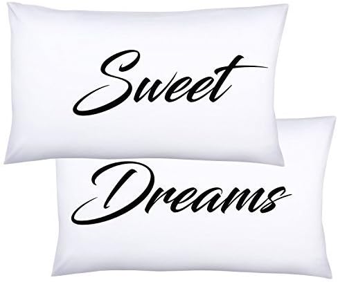 HappyHugs Peach Microfiber Queen Pillowcase Sweet Dreams, 20 by 30 Inches, Set of 2