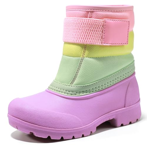 festooning Boys Girls Winter Snow Boots Waterproof Outdoor Warm Liner Non-Slip Elastic Band Shoes for Toddler/Little Kid/Big Kid