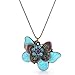 JEWELRIESHOP Vintage Retro Colorful Crystal Owl Pendant Long Chain Necklace with Antiqued Bronze Finish