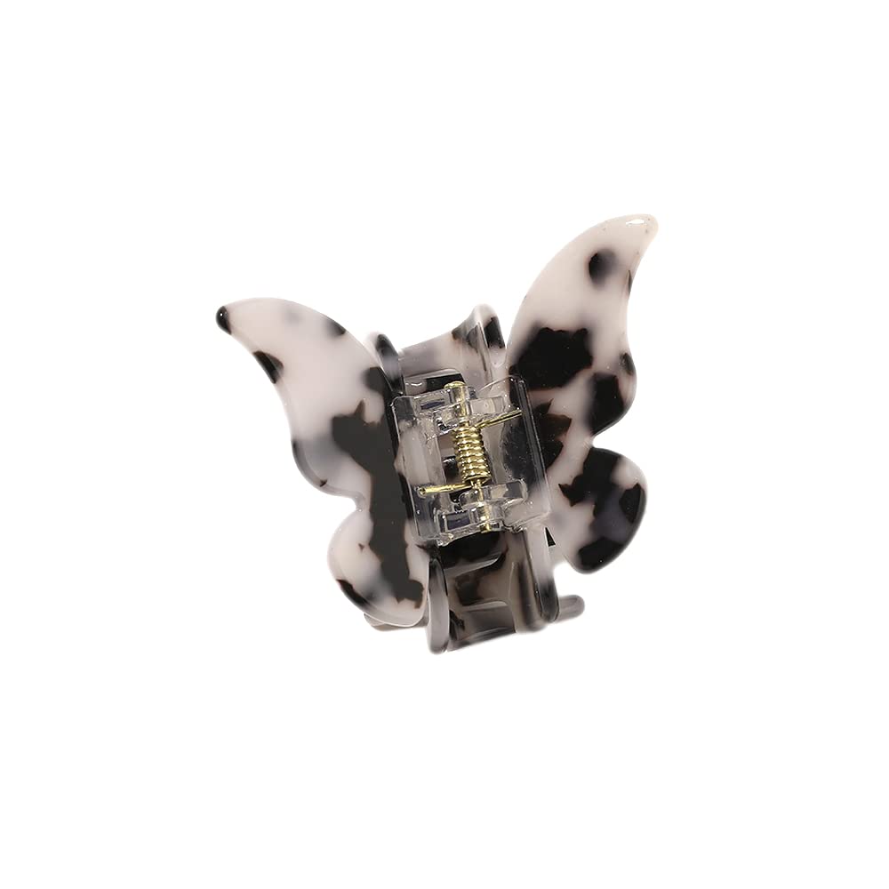 Butterfly Hair Clips Small Hair Claw Clips, Glitter Shell Marble Leopard Hair Catcher Pine Clip Hair Jaw Clips Hair Styling Accessories Hair Accessories for Women Girls Grey Leopard