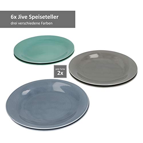 VAN WELL Kombi-Service Jive für 6 Personen I Geschirr-Set in verschiedenen Farben I Tassen Suppenteller Kuchenteller Speiseteller I Buntes Geschirrset aus edlem Porzellan 24-tlg. I bunt – Bild 8