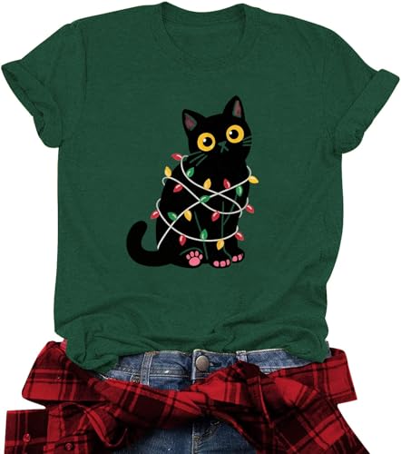 Christmas Shirts Women Christmas Cat Lover tee Cat Lover Gifts at Amazon