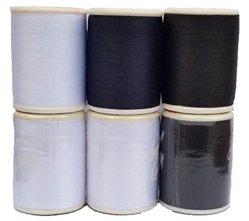 100 % Polyester All Purpose Sewing Thread Spool Set 3 White,2 Black, 1 Navy 600 Yards Per Spool