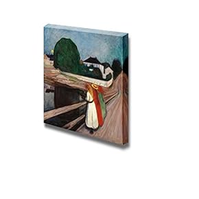 Girls on The Pier by Edvard Munch - Canvas Print Wall Art Famous Painting Reproduction - 12" x 12"