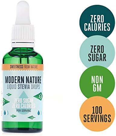 Modern Nature Stevia Drops 50ml - Liquid Stevia Sweetener - Zero Calories Zero Sugar - Stevia Leaf Sweetener