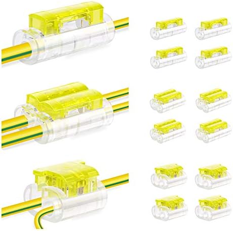 BaySedy Wire Connectors, Stripping Free For Joint Electrical Wire Terminals, Quick Splice Wire Wiring Connectors for AWG 11-16, Include Straight Connectors; Main-branch connectors (Yellow 12pcs Kit)