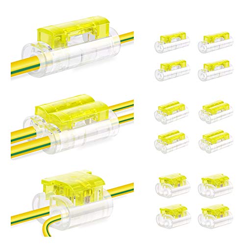 BaySedy Wire Connectors, Stripping Free For Joint Electrical Wire Terminals, Quick Splice Wire Wiring Connectors for AWG 11-16, Include Straight Connectors; Main-branch connectors (Yellow 12pcs Kit)
