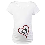 CafePress - Baby Heart Feet Red Maternity T-Shirt - Cotton Maternity T-shirt, Cute & Funny Pregnancy Tee
