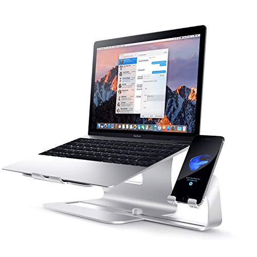 Bestand 2 in 1 Laptop and Phone Stand Aluminum Cooling Computer Stand & Holder Compatible with MacBook Air / Pro, iPhone Series, Silver