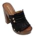 Nature Breeze Maroon-03 women's woody platform chunky High Heel Fringe Studded Open Toe Clogs