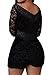 Dokotoo Womens Chic Lace Overlay Off-shoulder V-Neck Party Romper Medium Black