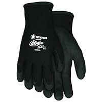 Memphis Glove N9690S Ninja Ice 15 Gauge Black Nylon Cold Weather Glove, Acrylic Terry Inner, HPT Palm and Fingertips, Small, 1 Pair