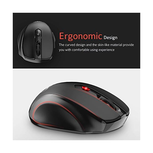 Updated Version Wireless Mouse Patuoxun 2 4g Usb Wireless Mice Pc Laptop Computer Cordless Mouse With 6 Buttons 2400 Bright Red Box