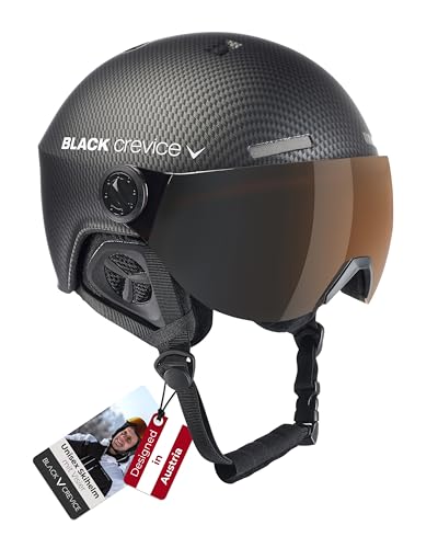 Black Crevice Erwachsene Skihelm Gstaad, schwarz Carbon/Visor orange, 51-53 cm, BCR143921-CO-0