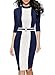 Miusol Women's Formal Half High Collar Optical Illusion Business Slim Pencil Dress