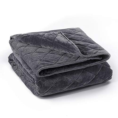 RelaxBlanket Premium Weighted Heavy Blanket Deluxe Set | 60''x80'', 30lb | W/Luxurious Removable Minky Quilted Cover | Dark Grey-Diamond