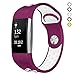 Hanlesi Band for Fitbit Charge 2, Soft Silicone Adjustable Fashion Sport Strap for Fitbit Charge2 Replacement Fitness Accessory Wristband with hole Fuchsia - White