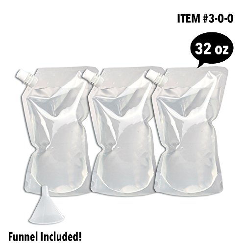 Cruise Flask Concealable And Reusable Cruise Flask Kit - Sneak Alcohol Anywhere - 3 x 32 oz + 1 funnel