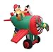 6 Foot Long Animated Christmas Inflatable Santa Claus and Reindeer on Airplane Yard Decoration Lights Decor Outdoor Indoor Holiday Decorations, Blow up Lighted Yard Decor, Lawn Inflatables Home