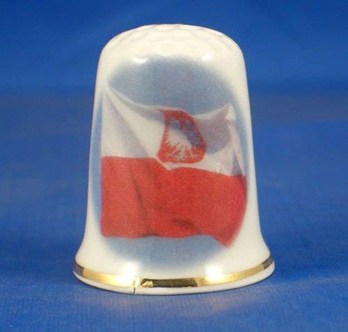 Porcelain China Collectable Thimble -- Flag of Poland